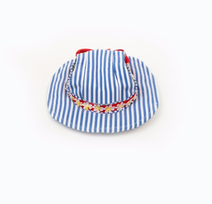 Nautical Style Striped Dog Dress with Matching Hat Pet Costume